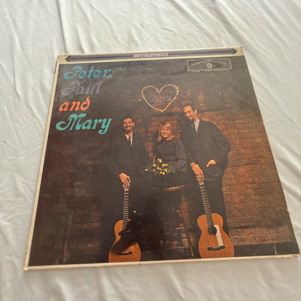 Peter Paul and Mary Vinyl LP Self Titled Debut Album Stereo WS 1449 Folk 1962